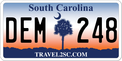 SC license plate DEM248