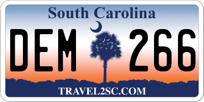 SC license plate DEM266