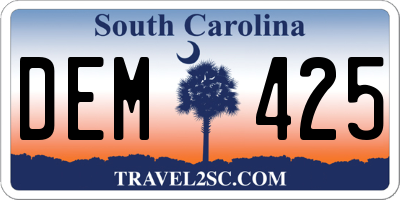 SC license plate DEM425