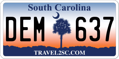 SC license plate DEM637
