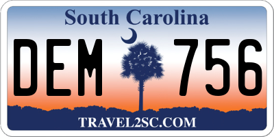 SC license plate DEM756