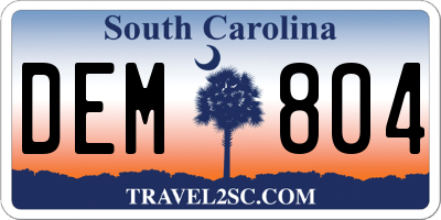 SC license plate DEM804