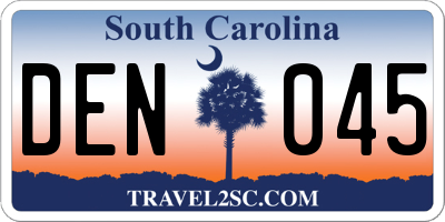 SC license plate DEN045