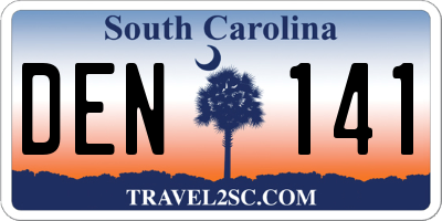 SC license plate DEN141