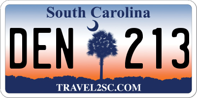 SC license plate DEN213