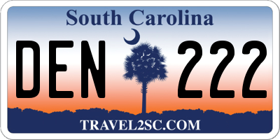 SC license plate DEN222