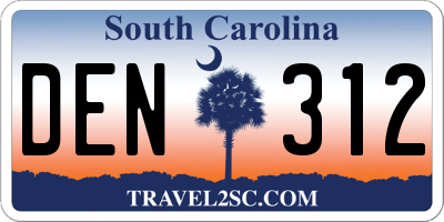 SC license plate DEN312