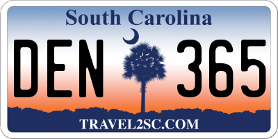 SC license plate DEN365