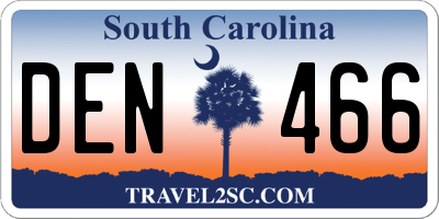 SC license plate DEN466