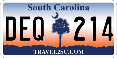SC license plate DEQ214
