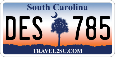 SC license plate DES785