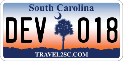 SC license plate DEV018