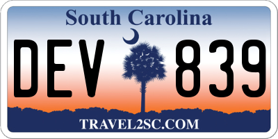SC license plate DEV839