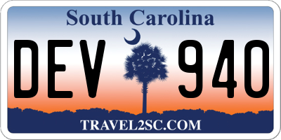 SC license plate DEV940