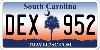 SC license plate DEX952