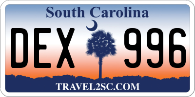 SC license plate DEX996