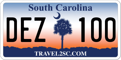SC license plate DEZ100