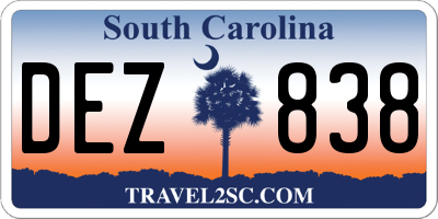 SC license plate DEZ838