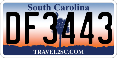 SC license plate DF3443