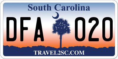 SC license plate DFA020