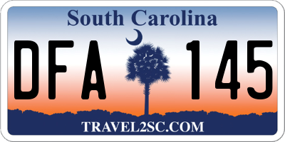 SC license plate DFA145