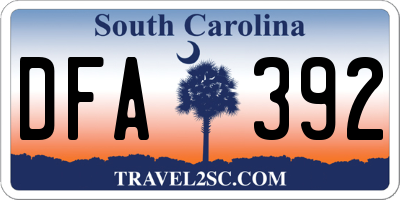 SC license plate DFA392