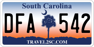 SC license plate DFA542
