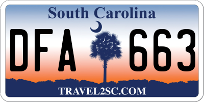 SC license plate DFA663