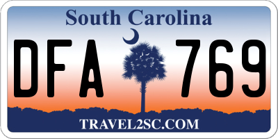 SC license plate DFA769