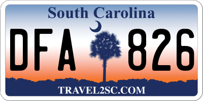 SC license plate DFA826