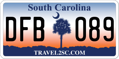 SC license plate DFB089
