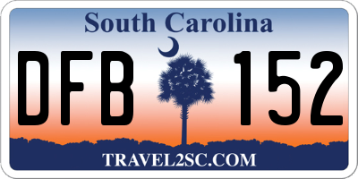 SC license plate DFB152