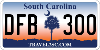 SC license plate DFB300