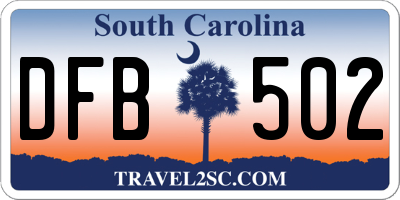 SC license plate DFB502