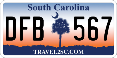 SC license plate DFB567