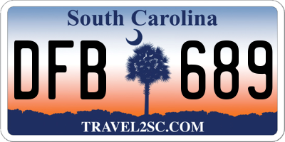 SC license plate DFB689