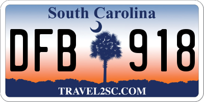 SC license plate DFB918
