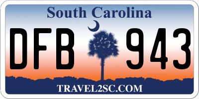 SC license plate DFB943