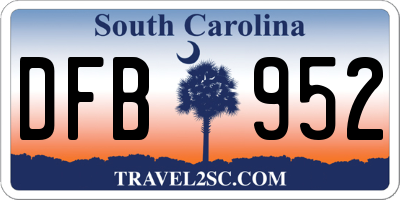 SC license plate DFB952