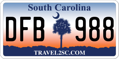 SC license plate DFB988