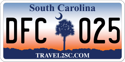 SC license plate DFC025