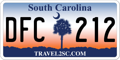 SC license plate DFC212