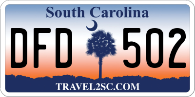 SC license plate DFD502