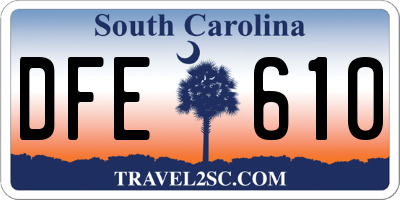 SC license plate DFE610