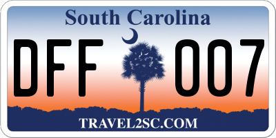 SC license plate DFF007