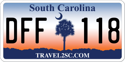 SC license plate DFF118