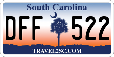 SC license plate DFF522