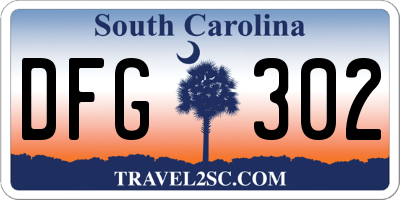 SC license plate DFG302