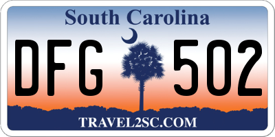 SC license plate DFG502