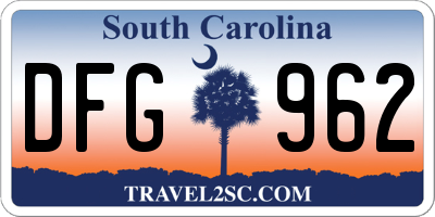 SC license plate DFG962